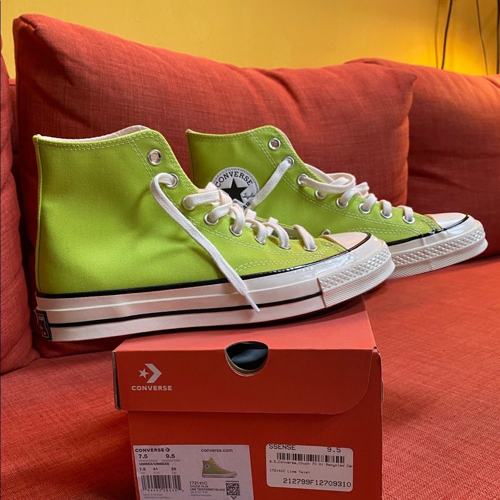 New Lime Green Converse All-Star Hi tops - 9.5